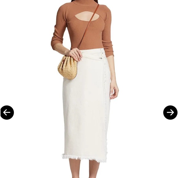 JONATHAN SIMKHAI STANDARD PIPER Denim Midi Skirt in Ecru Size 27 *NWT* - Picture 5 of 10